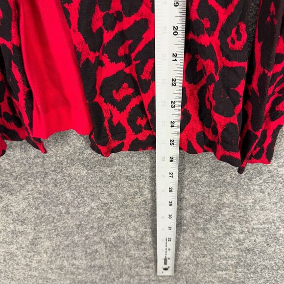 INC International Concepts Cardigan Women M Medium Red Animal Print V-Neck - Picture 5 of 6